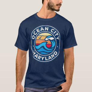 Ocean City Maryland MD Vintage Nautical Waves T-Shirt