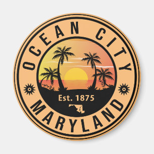 Ocean City Maryland Retro Sunset Souvenirs 60s Magnet