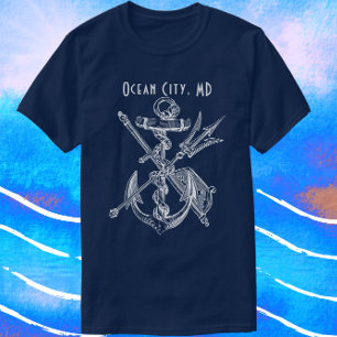 Ocean City Maryland Ships Kedge Anchor Trident T-Shirt