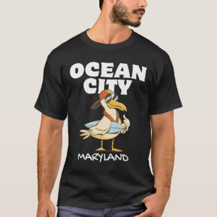 Ocean City Maryland Surf Vacation Sunset Surfing T T-Shirt
