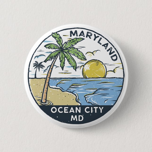 Ocean City Maryland Vintage 6 Cm Round Badge (Front)
