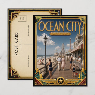Ocean City Maryland Vintage Art Deco Golden Age Postcard