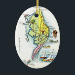 Ocean City, Maryland Vintage Map  Ceramic Tree Decoration<br><div class="desc">A very colourful vintage map of Ocean City,  Maryland reused on an ornament.</div>