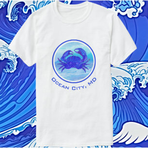 Ocean City, MD Blue Crab and Waves T-Shirt