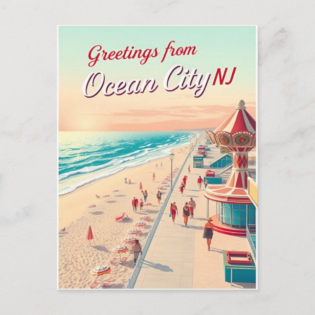 Ocean City, New Jersey – Boardwalk Views Postcard (Front)
