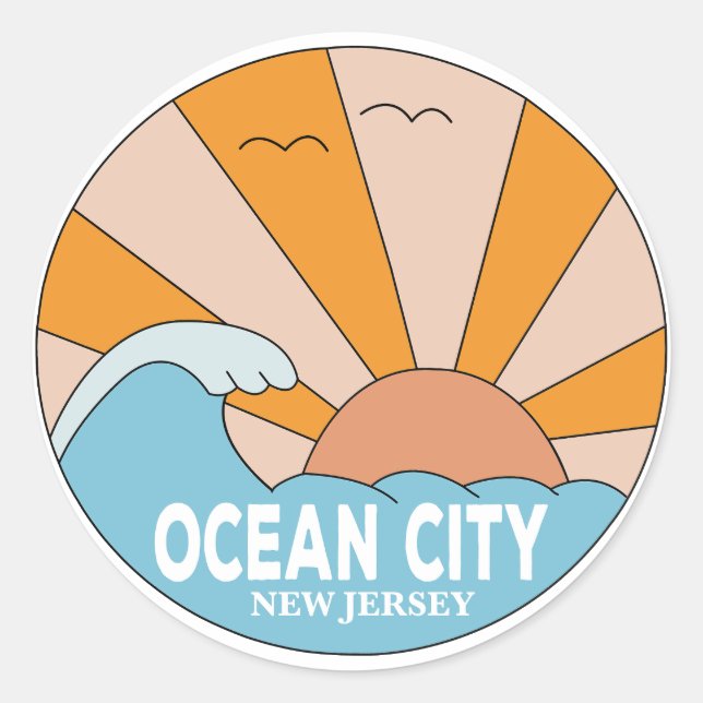 Ocean City New Jersey Classic Round Sticker (Front)