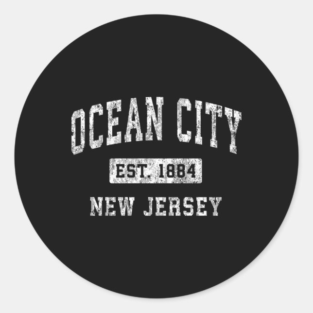 Ocean City New Jersey Nj Established Sports Classic Round Sticker (Front)