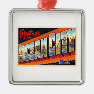 Ocean City New Jersey NJ Large Letter Postcard Metal Tree Decoration