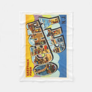 Ocean City New Jersey NJ Vintage Travel Postcard- Fleece Blanket