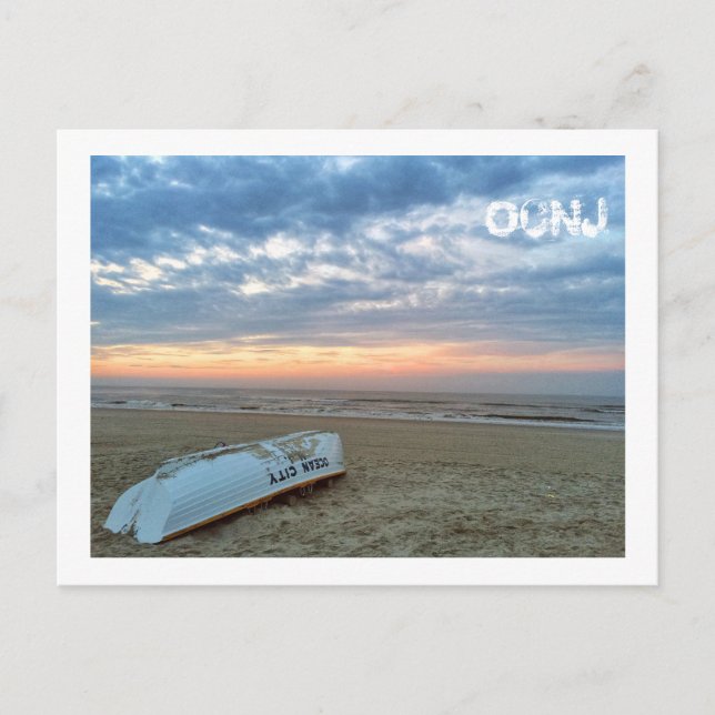 Ocean City, New Jersey Post Card-Beach Boat Announcement Postcard (Front)
