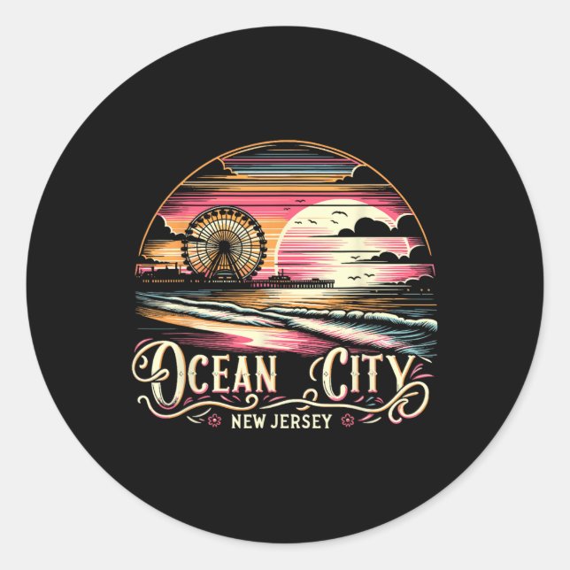 Ocean City New Jersey Travel Summer Family Vacatio Classic Round Sticker (Front)