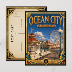 Ocean City New Jersey Vintage Art Deco Golden Age Postcard