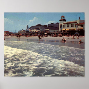 Ocean City NJ, Beach Scene, Boardwalk, 1950s Poster