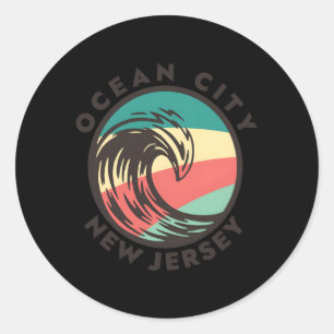 Ocean City Nj Beach Wave In Colours Classic Round Sticker