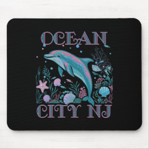Ocean City Nj Dolphin Colorful Beach Souvenir Mouse Mat