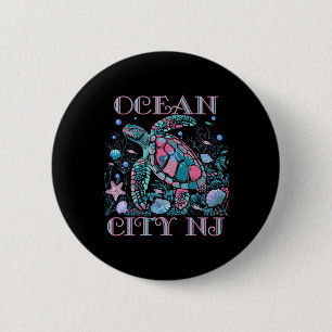 Ocean City Nj Turtle Lover Colorful Beach Souvenir 6 Cm Round Badge