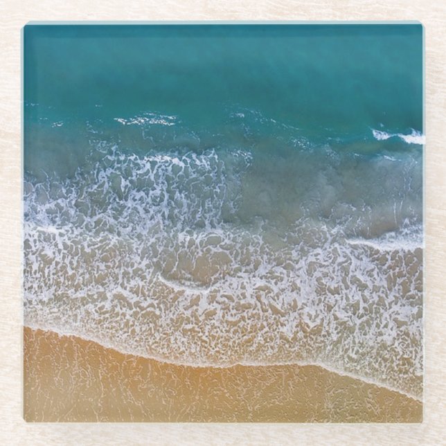 Ocean Clear Turquoise Water Sandy Beach  Coaster (Front)
