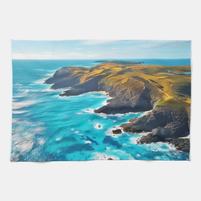 Ocean Cliffs: Wild Shore Tea Towel (Horizontal)
