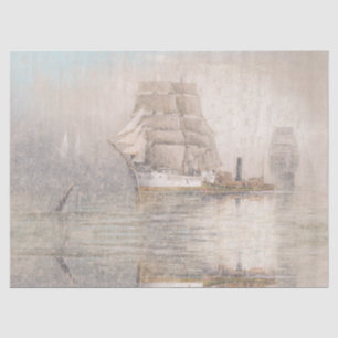 Ocean Clipper Ship Boats Harbour Sea Tissue Paper