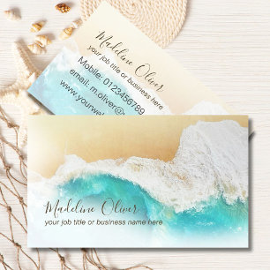 Ocean Coastal Beach Scene Modern Business Card