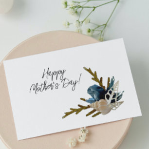 Ocean Coastal Blue Iris & Seashell Mother’s Day Card
