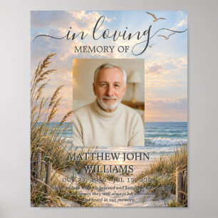 Ocean Coastal Male Female Photo Funeral Memorial  Poster