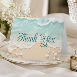 Ocean Coastal Sandy Beach Seashells Thank You Card