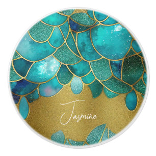 Ocean colours gems faux golden and glam custom nam ceramic knob