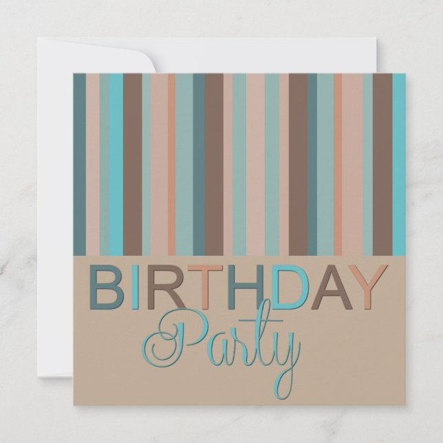 Ocean Colours Stripes Birthday Party Invitation (Front)