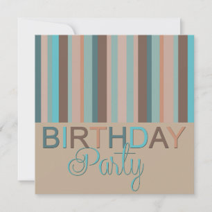 Ocean Colours Stripes Birthday Party Invitation