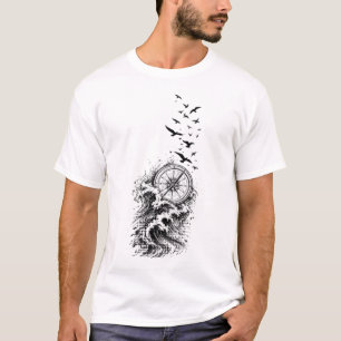 Ocean Compass Birds Wave Adventure T-Shirt