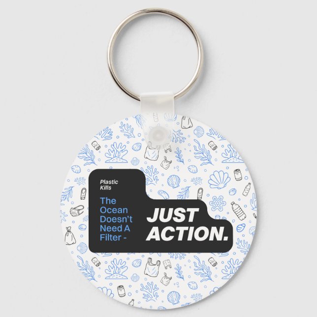 Ocean Conservation Plastic Pollution Awareness  Key Ring (Front)