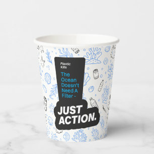 Ocean Conservation Plastic Pollution Awareness  Paper Cups