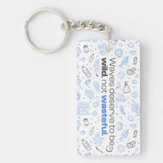 Ocean Conservation, Save Our Seas, Wasteful Waves Key Ring
