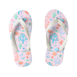 Ocean Coral Anchor Angel Fish Kid's Flip Flops
