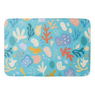 Ocean Coral Reef Abstract Seamless Pattern Bath Mat