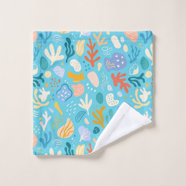 Ocean Coral Reef Abstract Seamless Pattern Wash Cloth (Wash Cloth)