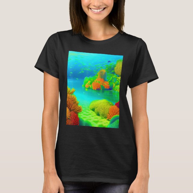 Ocean  Coral Reef Oasis Sea Illustration T-Shirt (Front)