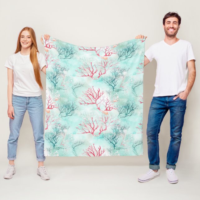 Ocean Coral Reef Pattern Fleece Blanket (In Situ)