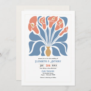 Ocean & Coral Sand Abstract Floral Boho Wedding Invitation