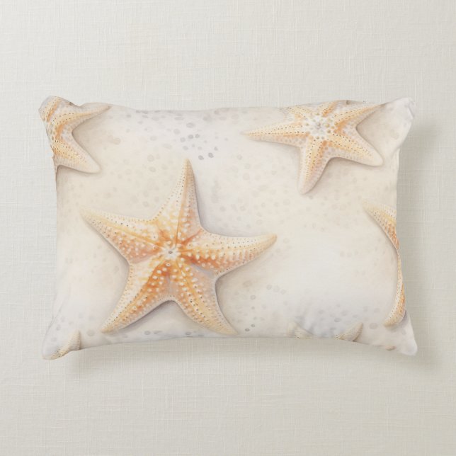 Ocean Cream Peach Beach Starfish  Decorative Cushion (Front)