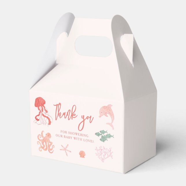 Ocean Creature Pink Baby Shower Favour Box (Front Side)