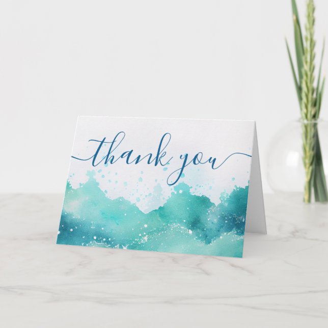 Ocean Cruise Watercolor Boat Crew Appreciation Thank You Card (Front)