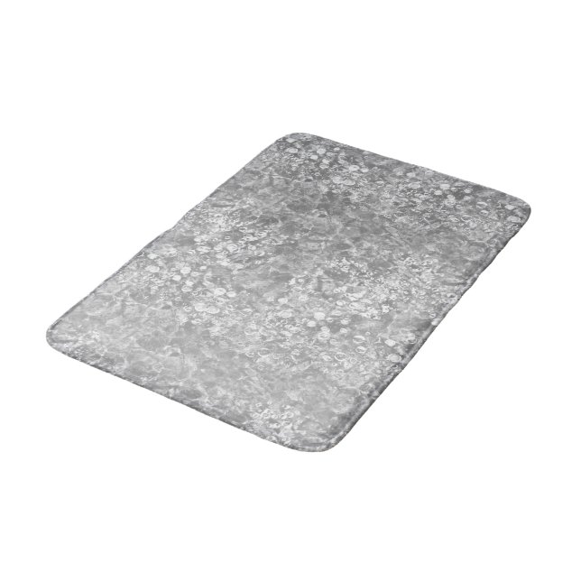 Ocean Currents & Bubbles Silver or Grey Bath Mat (Angled)