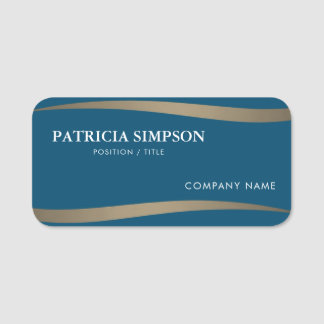 Ocean Dark Blue & Golden Earth: Elegant And Simple Name Tag