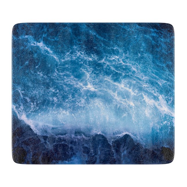 Ocean - Dark Blue Waves Cutting Board (Front)