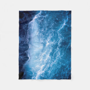 Ocean - Dark Blue Waves Fleece Blanket