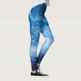 Ocean - Dark Blue Waves Leggings