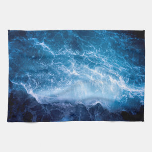 Ocean - Dark Blue Waves Tea Towel