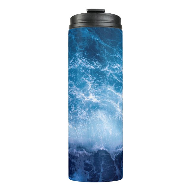 Ocean - Dark Blue Waves Thermal Tumbler (Front)